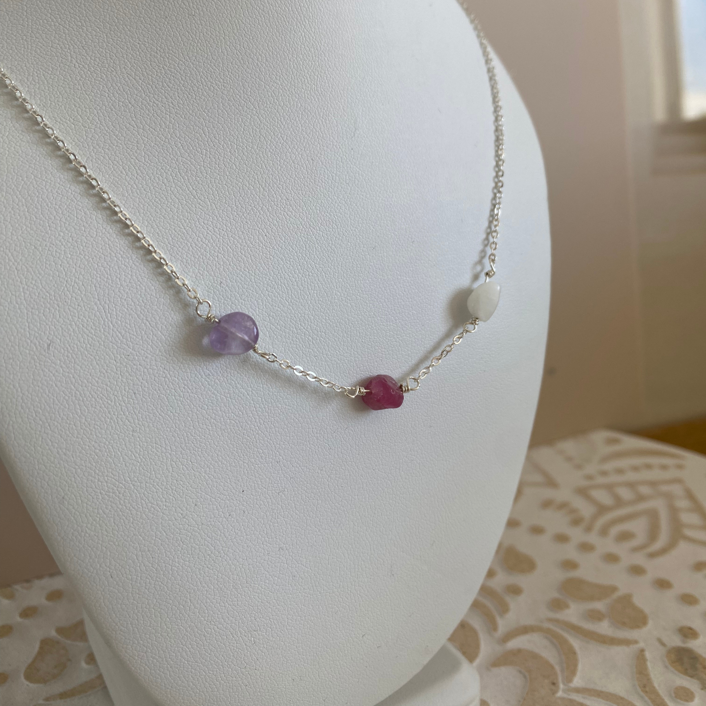 La Familia Gem Necklace Sterling Silver